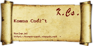 Komsa Csát névjegykártya